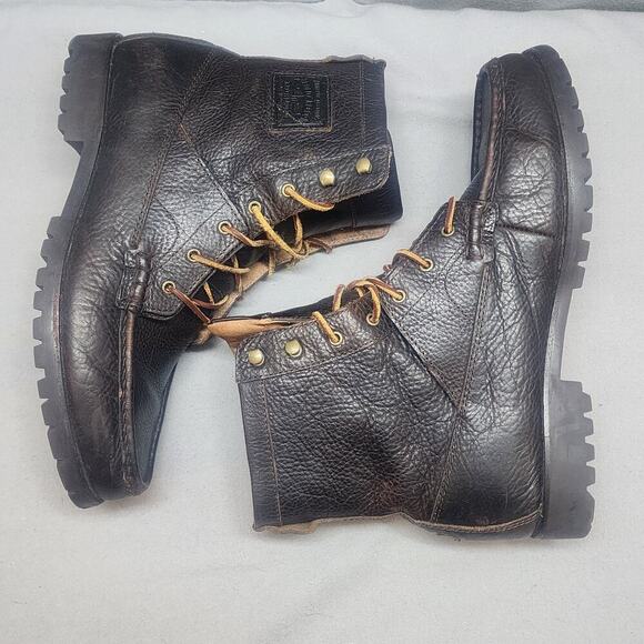 Polo Ralph Lauren Men's Rouland Leather Boots Dark Brown‎ Size: 13D - Picture 3 of 8